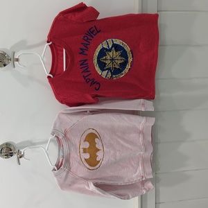 Superhero shirts lot of 2 Batman sweatshirt and Captain Marvel sequin T-shirt 4t
